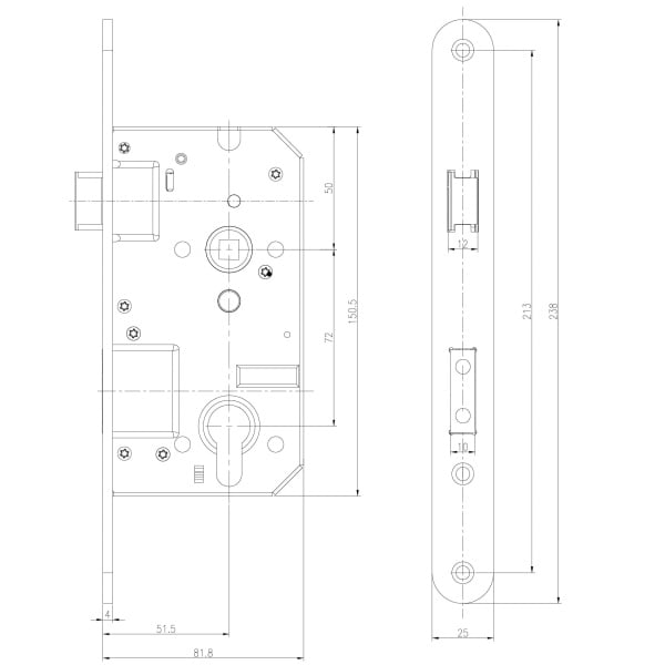 DX Veiligheidsslot (4139/17) Rechthoekig PC72 DM50 RVS Din LS/RS SKG** DNSV-PC72 RH - Afbeelding 2