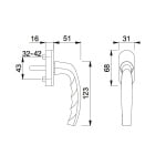 HOPPE Atlanta Draaikiep Raamgreep Varia 0530/US952 Stift:7x32-40mm Zwart (90?) - Afbeelding 2
