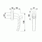HOPPE Atlanta Draaikiep Raamgreep Afsluitbaar Varia 0530S/US952 Stift:7x32-40mm F1 SKG** (90?) - Afbeelding 2