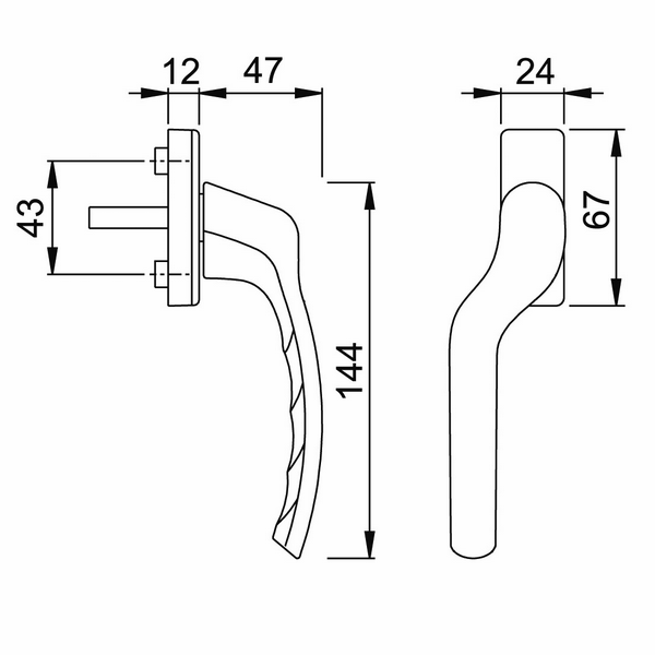HOPPE Tokyo Espagnoletkruk Standaard RS Verkropt 0710VK/U14K Stift 8x40mm F1 - Afbeelding 2