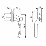 HOPPE Tokyo Espagnoletkruk Afsluitbaar LS Verkropt 0710VKS/U14Z Stift 8x40mm F1 - Afbeelding 2