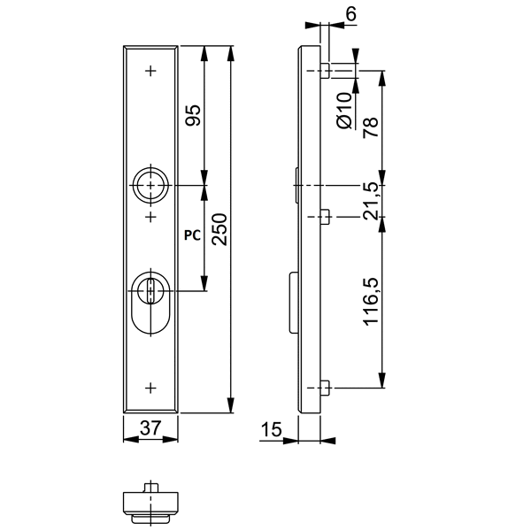 HOPPE Smalschild Kerntrekbeveiliging PC55 Buitenschild Recht 2280ZA F1 SKG*** - Afbeelding 2