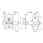 NEMEF Insteekgrendel met WC Garnituur en Sluitplaat DM50 2705/4-50 F1 - Afbeelding 2