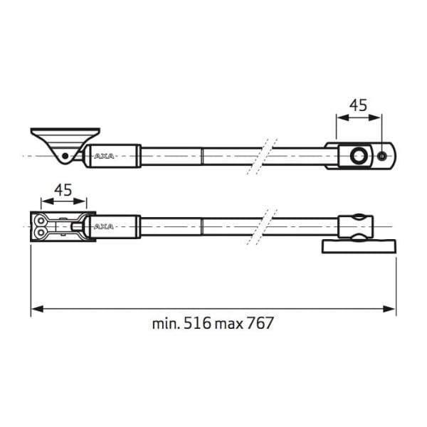AXA Telescopische Raamuitzetter 50 EX Buitendraaiend 516-767mm Zwart-Zwart 2845-00-56/E - Afbeelding 2