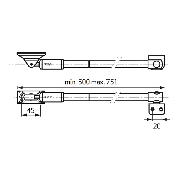 AXA Telescopische Raamuitzetter 50 IN Binnendraaiend 500-751mm Wit-Wit 2846-00-54/E - Afbeelding 2