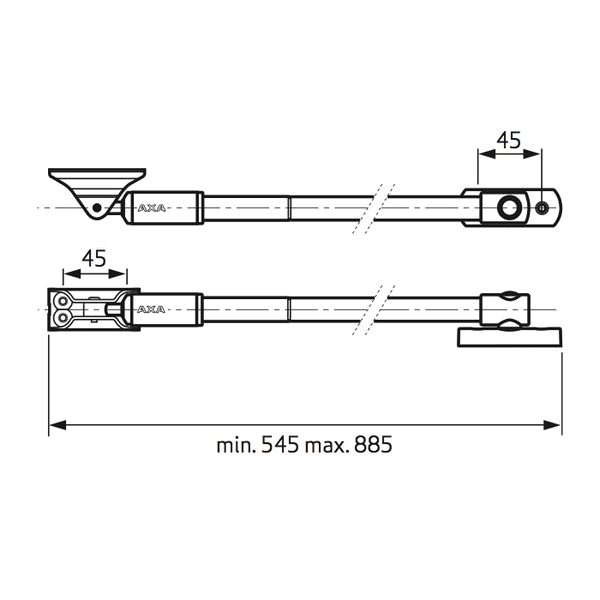 AXA Telescopische Raamuitzetter 55 EX Buitendraaiend 545-885mm Wit-Wit 2865-00-54/E - Afbeelding 2