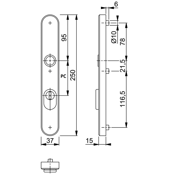 HOPPE Smalschild Kerntrekbeveiliging PC72 Buitenschild Ovaal 3280ZA F1 SKG*** - Afbeelding 2
