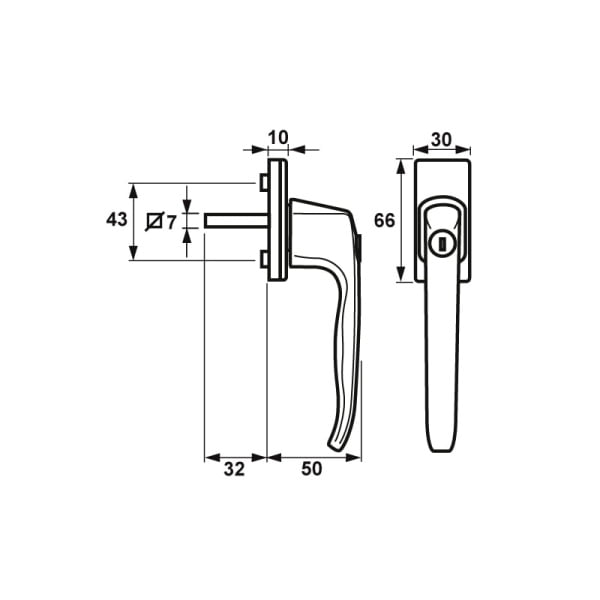 AXA Draaikiepkruk Afsluitbaar Model L Stift:7x32mm F8/Zwart 3350-10-38/E SKG** - Afbeelding 2