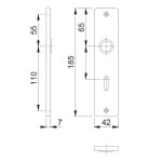 HOPPE Kortschilden 378/RW-SS/OL 185x42mm WC72 Stift 8mm F1 - Afbeelding 2