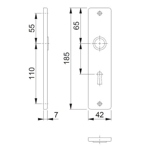 HOPPE Kortschilden 378/RW-SS/OL 185x42mm WC72 Stift 8mm F1 - Afbeelding 2