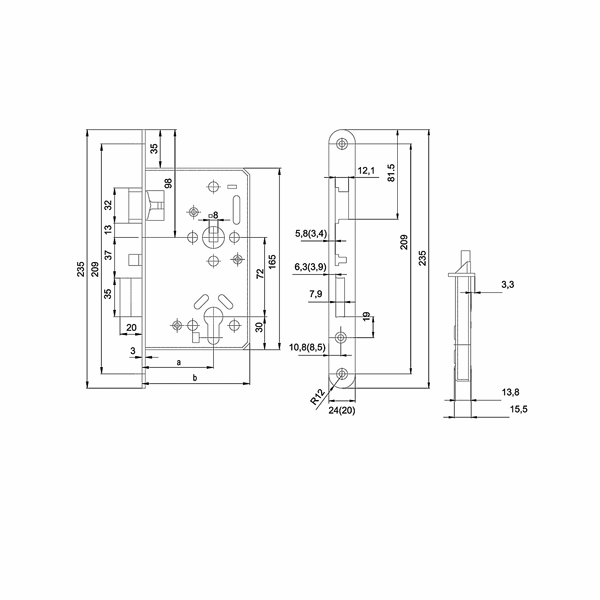 MAUER 4336 Anti-Paniekslot Zelfsluitend Functie E PC72 DM60 RVS DIN RS (excl. Sluitplaat) - Afbeelding 2
