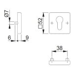 HOPPE Cilinderrozetten Vierkant DD:37-42 52x52mm 52KVS Zwart - Afbeelding 2