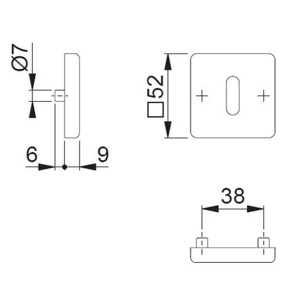 52kvs-sl.jpg HOPPE Sleutelrozetten Vierkant DD:37-42 52x52mm 52KVS Zwart - Afbeelding 2