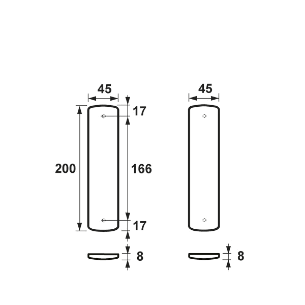 AXA Curve Klik Binnendeurschilden Geheel Blind F1 Geslepen 200x45mm 6210-10-11/E - Afbeelding 2