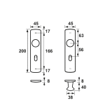 AXA Curve Klik Kastdeurschild met Deurknop SL56 F1 Geslepen 200x45mm 6210-70-11/56E - Afbeelding 2