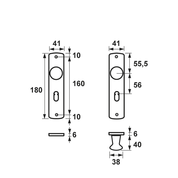 AXA Curve Kastdeurschild met Deurknop SL56 F1 Geanodiseerd 180x41mm 6350-70-91/56E - Afbeelding 2