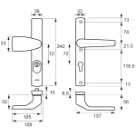 AXA Premium Smaldeurbeslag KTB Wing/Arrow Kn/Kr PC72 F1 DD:38-67 6762-50-11/72 SKG*** - Afbeelding 2