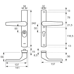 AXA Premium Smaldeurbeslag KTB Arrow/Arrow Kr/Kr PC55 F1 DD:38-67 6762-60-11/55 SKG*** - Afbeelding 2