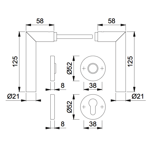 HOPPE Amsterdam Binnendeurbeslag Rozettengarnituur E1400Z/42KV/42KVS PC RVS DD37-42mm - Afbeelding 2