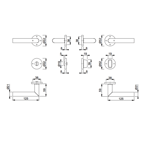 HOPPE Amsterdam Binnendeurbeslag Rozettengarnituur E1400Z/42KV/42KVS WC RVS DD37-42mm - Afbeelding 2