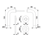 HOPPE Bonn Binnendeurbeslag Rozettengarnituur E150Z/42KV/42KVS PC RVS DD37-42mm - Afbeelding 2