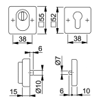 HOPPE Veiligheidsrozetten KTB E52NSB-ZA/52S 55x55mm RVS DD35-56mm SKG*** - Afbeelding 2