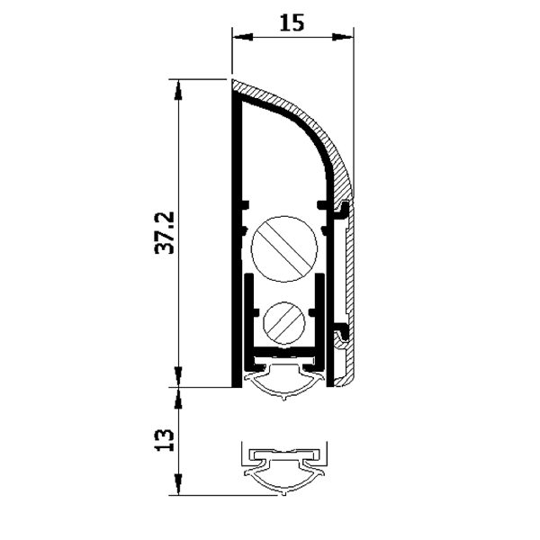 LUVEMA Automatische Opbouwvaldorpel Lu-1750083 met Afdekprofiel EPDM 731-830mm - Afbeelding 2