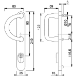 HOPPE Smalschild KTB PC92 Buitenschild met Beugel M538G/3359ZA Messing SKG*** - Afbeelding 2