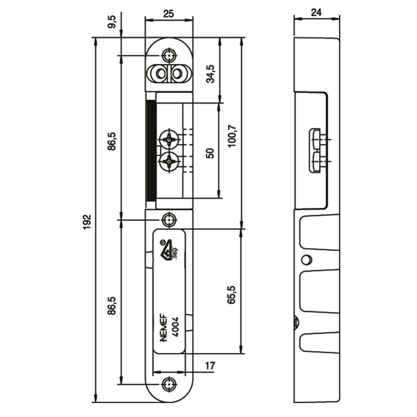 NEMEF Veiligheidssluitkom Verstelbaar voor Veiligheidssloten 4119, 4139 VS4004 Verzinkt Din LS/RS - Afbeelding 2