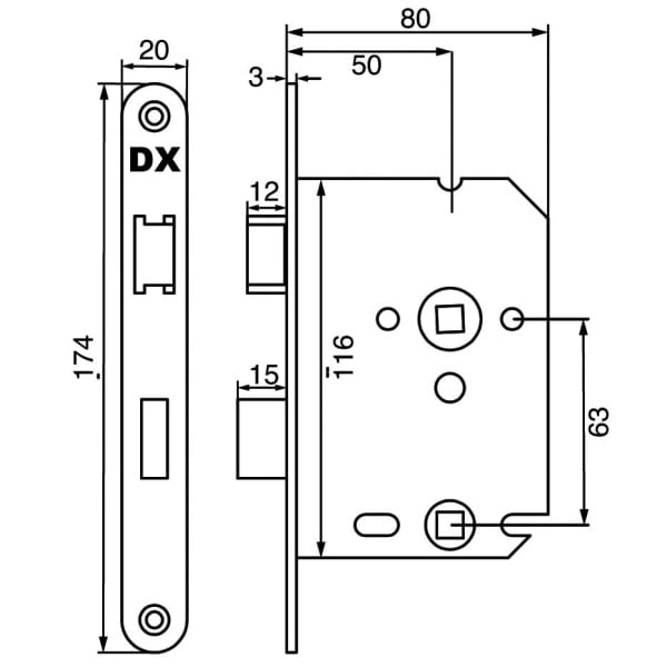 DX WC-Slot WC63 DM50 Zwart Gelakt Din LS/RS (1264) - Afbeelding 2