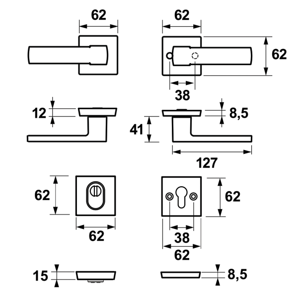 AXA Veiligheidsbeslag Edge Plus Rozet Kerntrek Kr/Kr Cube F8/Zwart SKG*** - Afbeelding 2