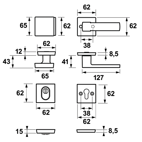 AXA Veiligheidsbeslag Edge Plus Rozet Kerntrek Kn/Kr Cube F1 SKG*** - Afbeelding 2