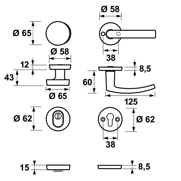 AXA Veiligheidsbeslag Plus Rozet Kerntrek Kn/Kr Blok F8/Zwart SKG*** - Afbeelding 2