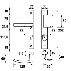 Edge Plus Smaldeurbeslag duwer-kruk