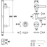 AXA Voordeurbeslagset Montreal 900mm Kerntrekbeveiliging DD:38-40 Zwart SKG*** - Afbeelding 2
